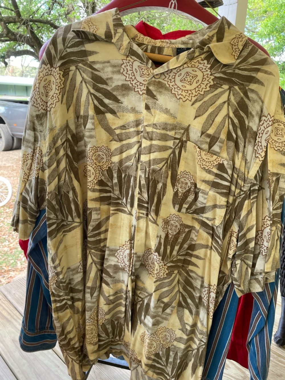 Vintage OP Short-Sleeve Shirt in Red and Beige